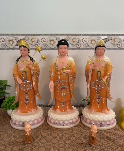 Tượng Tây Phương Tam Thánh Có Lá Đề