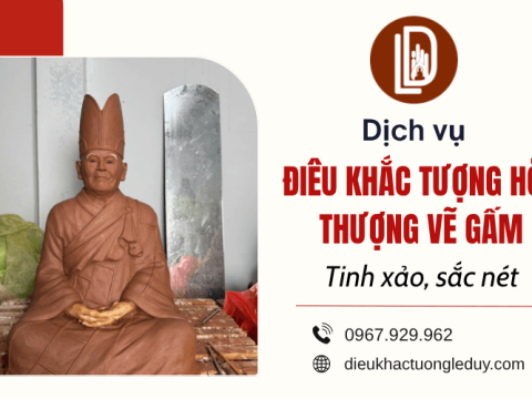 Điêu khắc tượng hòa thượng vẽ gấm tinh xảo, sắc nét