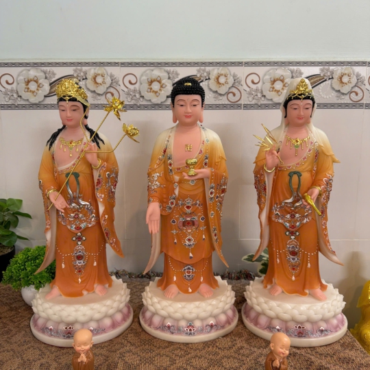 Tượng Tây Phương Tam Thánh Có Lá Đề