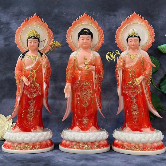 Tượng Tây Phương Tam Thánh Có Lá Đề