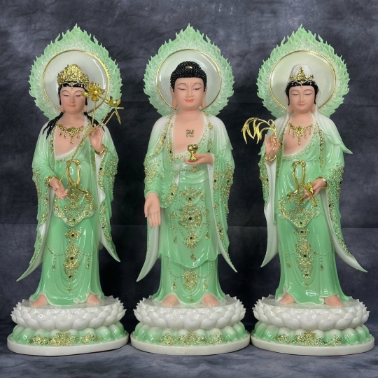Tượng Tây Phương Tam Thánh Có Lá Đề