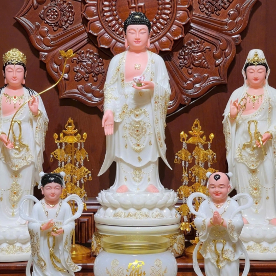 Tượng Tây Phương Tam Thánh Có Lá Đề