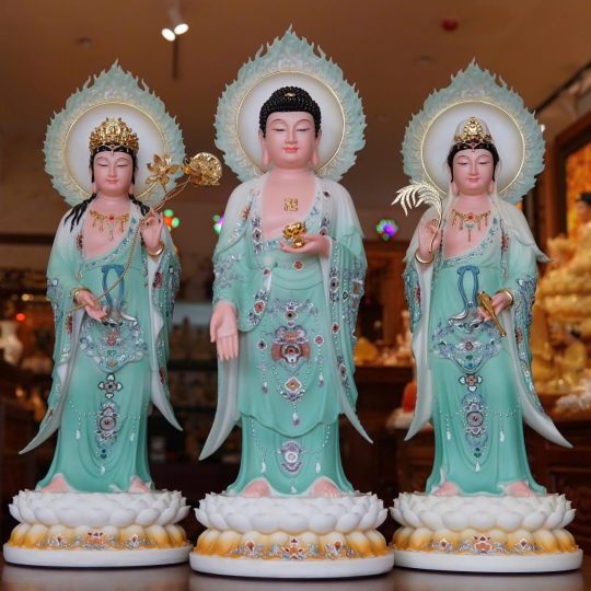 Tượng Tây Phương Tam Thánh Có Lá Đề